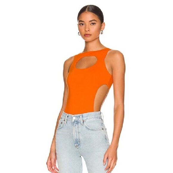 NWT superdown mabelle cut out top orange knit bodysuit Revolve S - Picture 5 of 9